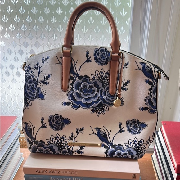 Brahmin Blue Delft Duxbury Tote Floral Blue and White Bag - Picture 1 of 10